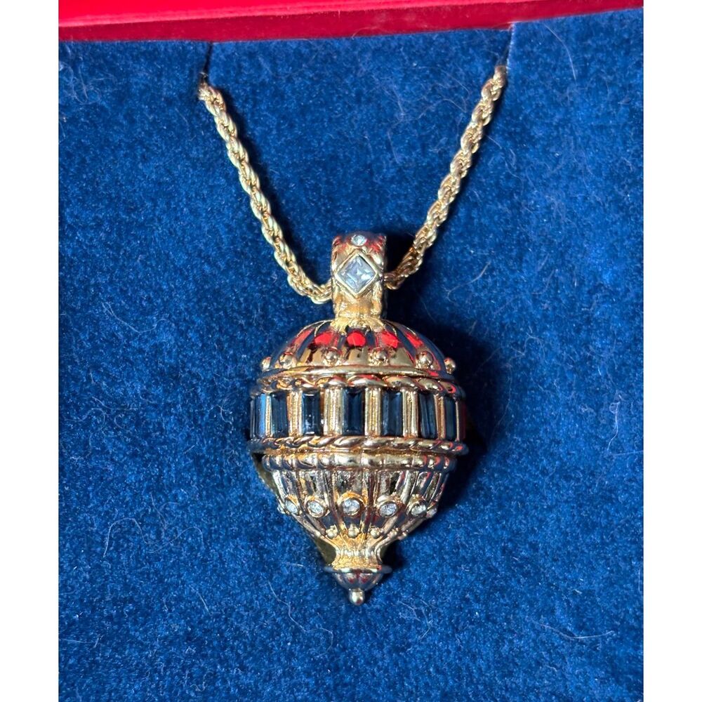 VTG Giovanni Torlonia Rome Faberge Style Egg Pendant Necklace